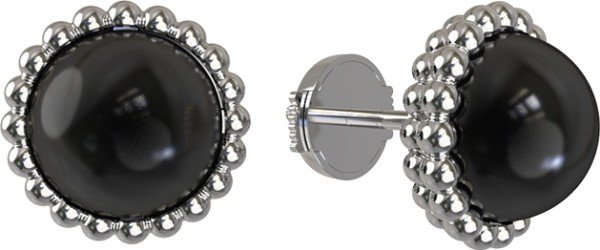 Серьги из белого золота 585 пробы c ониксом