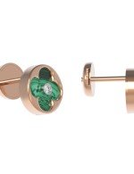 Серьги из золота 585 пробы c бриллиантами и малахитом
