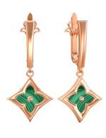 Серьги из золота 585 пробы c малахитом