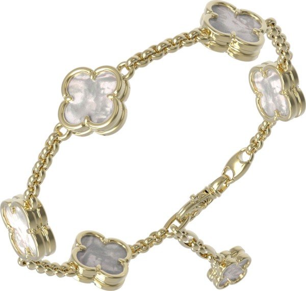 Браслет из лимонного золота 585 пробы c перламутром
