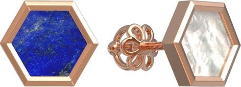 Серьги из золота 585 пробы c лазуритом и перламутром