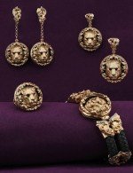 Серьги из золота 585 пробы c эмалью и ониксом