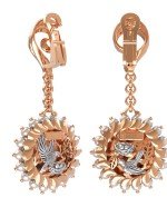 Серьги из золота 585 пробы c эмалью и жемчугом