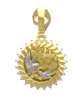 Подвеска из лимонного золота 585 пробы c эмалью и жемчугом