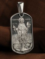 Образок из белого золота 585 пробы c эмалью