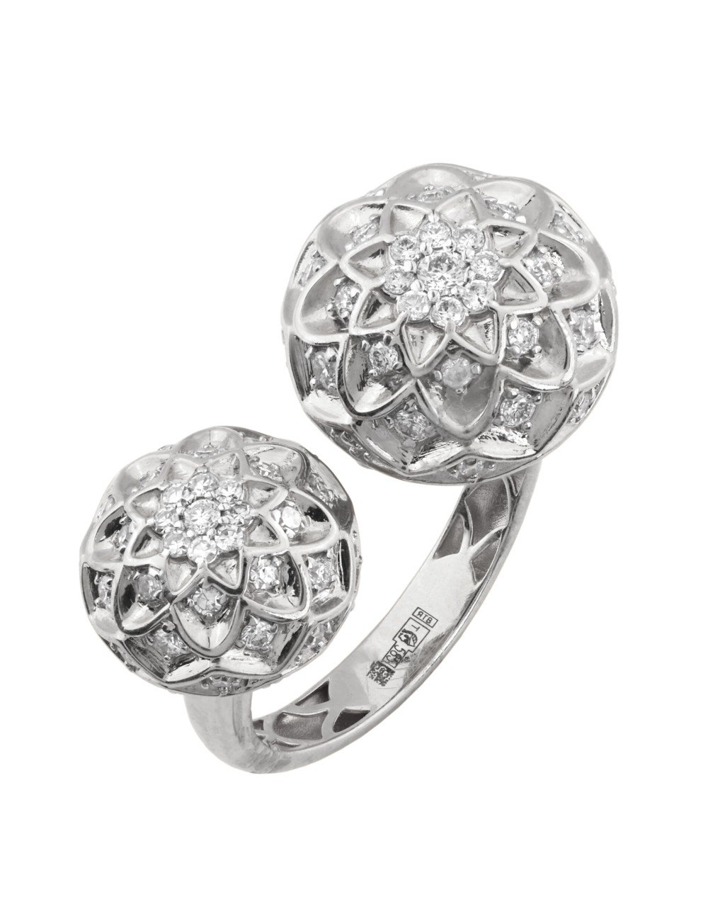 Кольцо из белого золота 585 пробы c бриллиантами