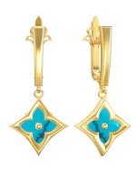 Серьги из лимонного золота 585 пробы c бирюзой