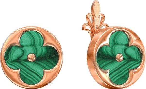 Серьги из золота 585 пробы c малахитом