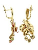 Серьги из лимонного золота 585 пробы c эмалью