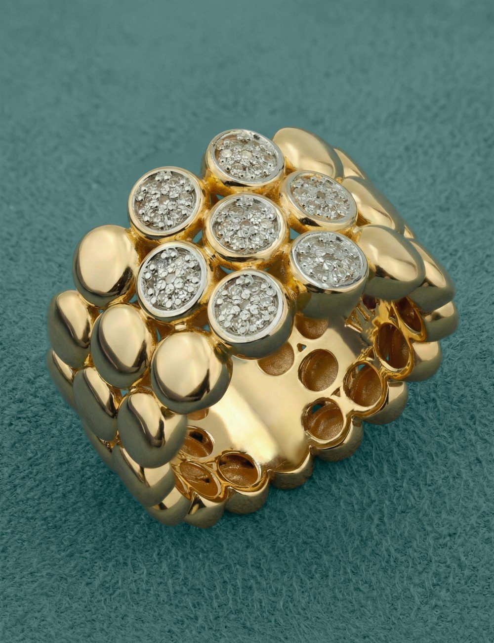 Кольцо из лимонного золота 585 пробы c бриллиантами и рубином