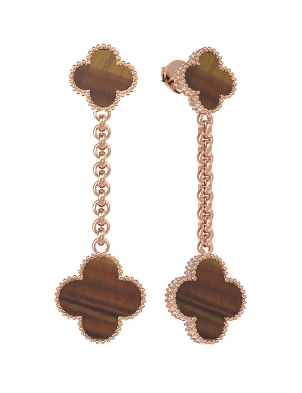 Серьги из золота 585 пробы c тигровым глазом