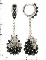 Серьги из белого золота 585 пробы c эмалью и ониксом