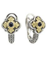 Серьги из серебра 925 пробы и золота 750 пробы c сапфиром и рубином