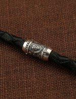 Гайтан из серебра 960 пробы c кожаным шнурком и ониксом