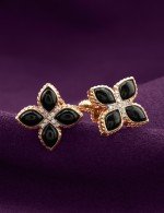 Серьги из золота 585 пробы c бриллиантами и ониксом