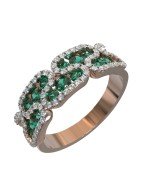 Кольцо из золота 585 пробы c бриллиантами и изумрудом