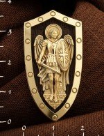 Образок из лимонного золота 585 пробы c эбеновым деревом