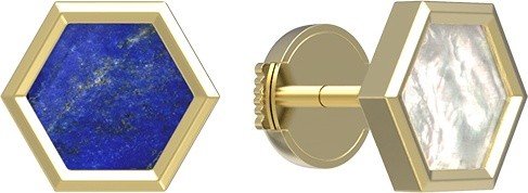 Серьги из лимонного золота 585 пробы c лазуритом и перламутром