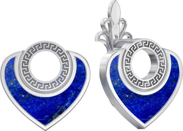 Серьги из белого золота 585 пробы c лазуритом