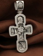 Крест из белого золота 585 пробы c бриллиантами