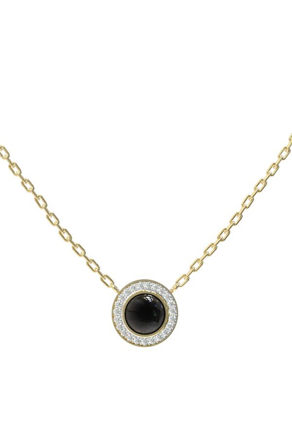 Колье из лимонного золота 585 пробы c бриллиантами и ониксом