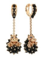 Серьги из золота 585 пробы c эмалью и ониксом