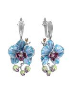Серьги из белого золота 585 пробы c эмалью