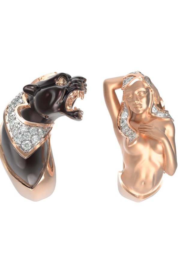 Серьги из золота 585 пробы c фианитом