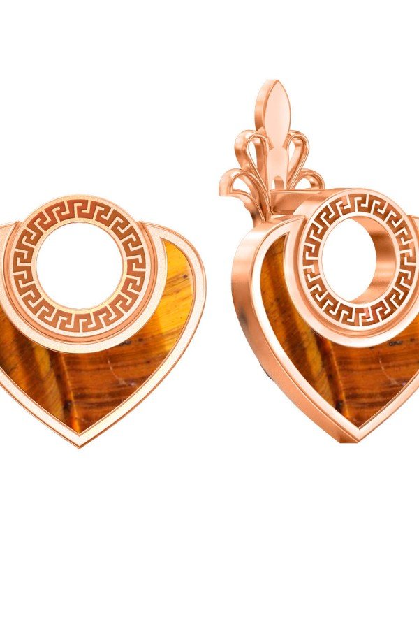 Серьги из золота 585 пробы c тигровым глазом