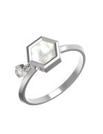 Кольцо из белого золота 585 пробы c бриллиантами и перламутром