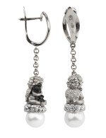 Серьги из белого золота 585 пробы c жемчугом