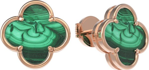 Серьги из золота 585 пробы c малахитом