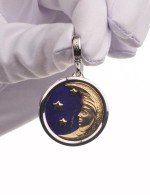 Подвеска из белого золота 585 пробы c бирюзой и лазуритом