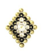 Кольцо из лимонного золота 585 пробы c ониксом и перламутром