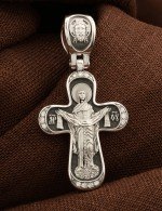 Крест из белого золота 585 пробы c бриллиантами