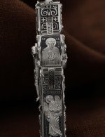 Крест из белого золота 585 пробы c эбеновым деревом