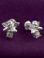 Серьги из белого золота 585 пробы c бриллиантами