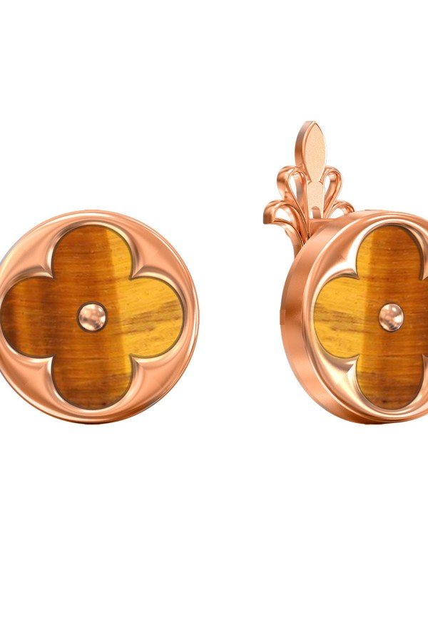 Серьги из золота 585 пробы c тигровым глазом