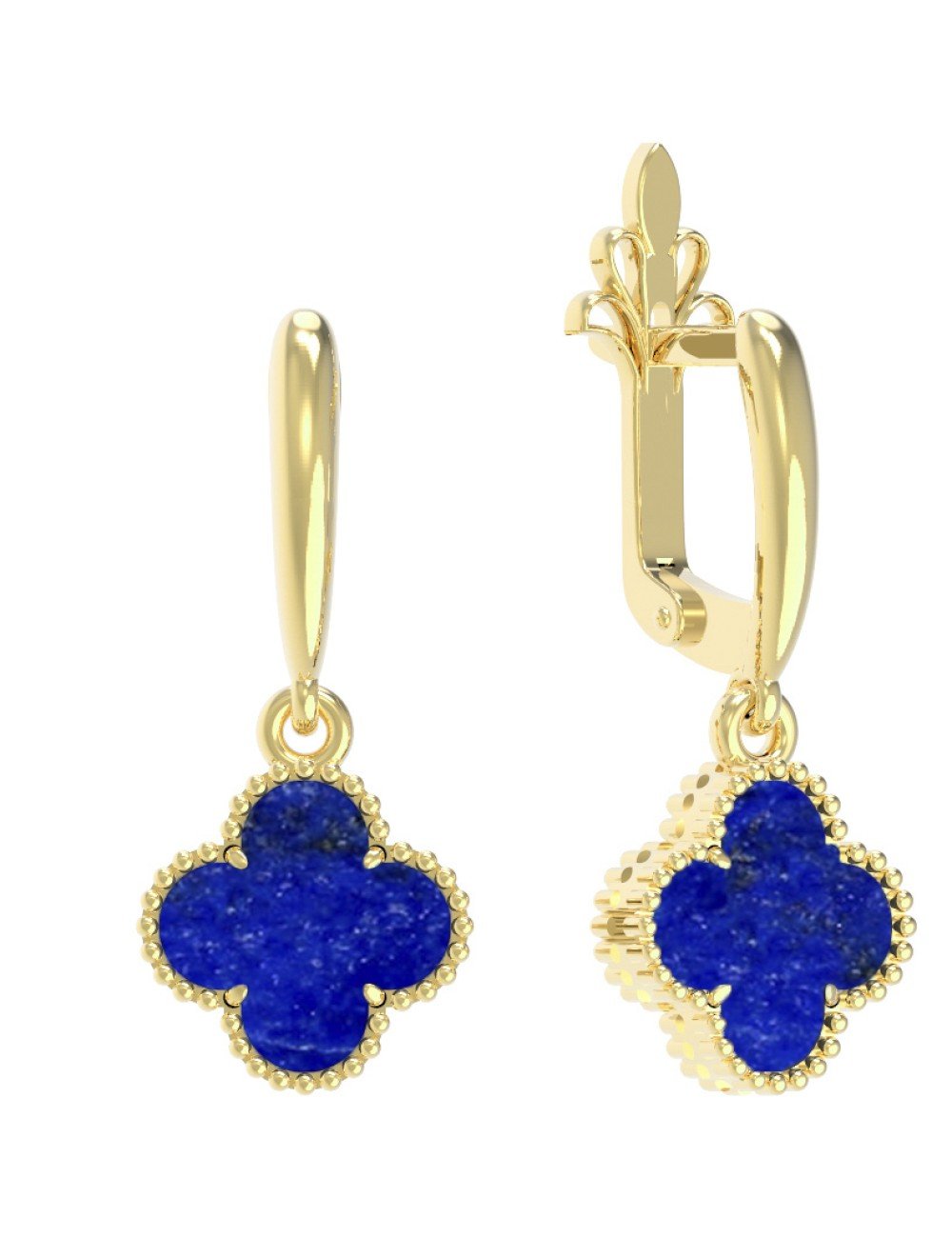 Серьги из лимонного золота 585 пробы c лазуритом