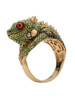 Кольцо из золота 585 пробы c эмалью и рубином