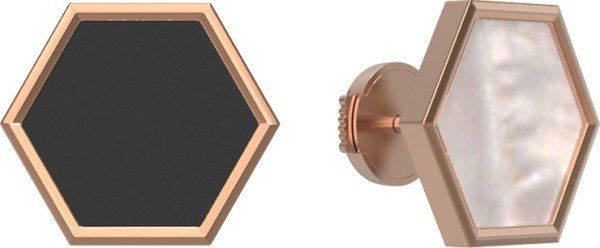Серьги из золота 585 пробы c ониксом и перламутром