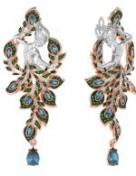 Серьги из золота 585 пробы c фианитом и топазом London Blue