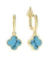Серьги из лимонного золота 585 пробы c бирюзой