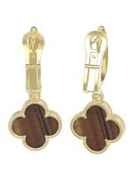 Серьги из лимонного золота 585 пробы c тигровым глазом