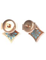 Серьги из золота 585 пробы c бриллиантами и бирюзой