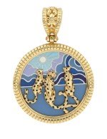 Подвеска из лимонного золота 585 пробы c эмалью