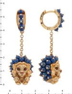 Серьги из золота 585 пробы c эмалью и лазуритом