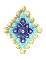 Подвеска из лимонного золота 585 пробы c бирюзой и лазуритом
