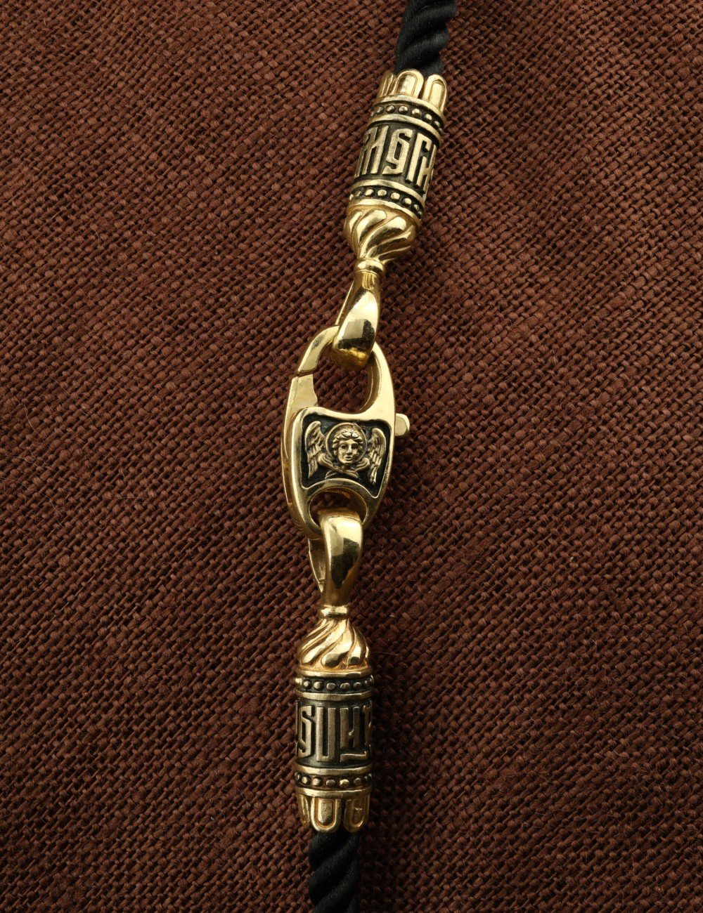 Шнурок шёлковый из лимонного золота 585 пробы c шёлковым шнурком