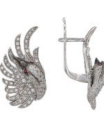 Серьги из белого золота 585 пробы c фианитом